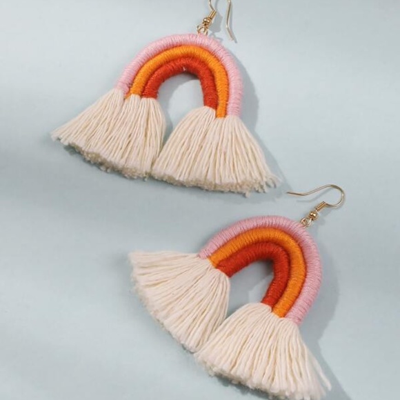 Boho Rainbow Tassel Earrings y2k - Picture 3 of 4